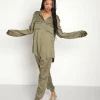 Indah Tops>Emma Solid Long Sleeve Button Up Frog