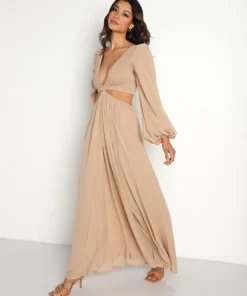 Indah Dresses>Julie Smocked Long Sleeve Maxi Palmonio