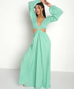 Indah Dresses>Julie Solid Cutaway Maxi Mint