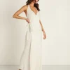 Indah Dresses>Juno Bias Wrap Dress Natural