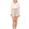 Indah Shorts>Kenya Solid Linen Short Beige