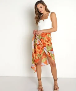 Indah Skirts>Obession Midi Sarong Skirt Tropix