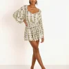 Indah Dresses>Sashi Blouson Mini Dress Water Viper