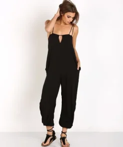 Indah Rompers>Seraphin Harem Jumpsuit Black