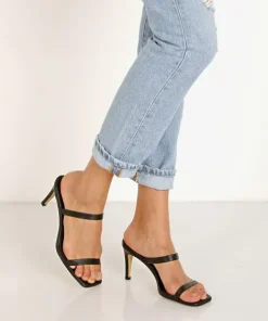 Jaggar Heels | Sandals>Two Strap Leather Heel Black