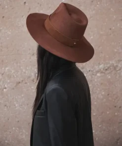 Janessa Leone Accessories>Cotta Fedora Hat Burnt Orange