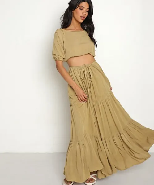 Jen's Pirate Booty Skirts>Johana Maxi Skirt Olive