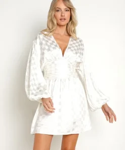 Jen's Pirate Booty Dresses>Legacy Lapis Mini White Check Jacquard
