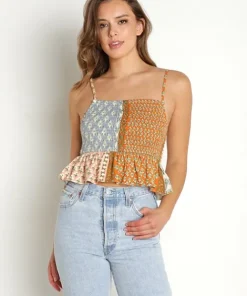 Jen's Pirate Booty Tops>Wild Side Crop Top Daydream Patch Work