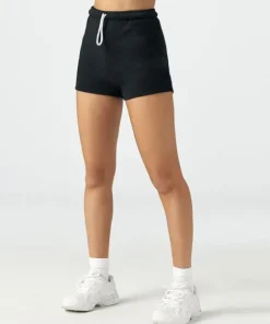Joah Brown Shorts>Fitted Terry Sweat Short Black