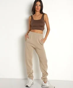 Joah Brown Tops>Square Neck Crop Tank Tobacco