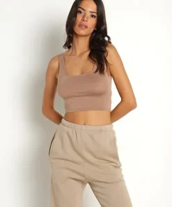 Joah Brown Tops>Square Neck Crop Tank Sienna