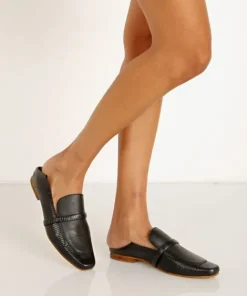 Kaanas Flats>Turin Lizzard Square Toe Loafer Black