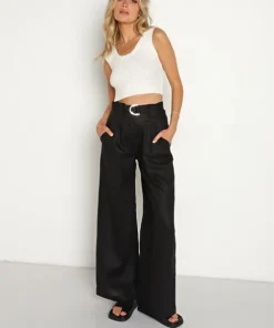 KIVARI Pants>Ellen Belted Pant Black