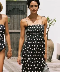KIVARI Dresses>Frida Midi Dress Navy Shell