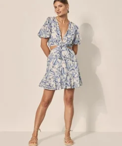 KIVARI Dresses>Solange Cut Out Mini Dress Solange Palm