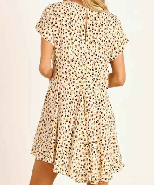 KIVARI Dresses>Valentina Babydoll Mini Dress Leopard