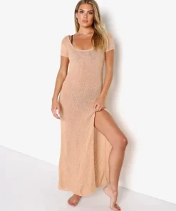 L Space Cover Ups>Mina Knit Cover Up Dress Putty