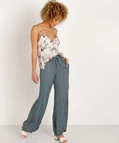 LACAUSA Pants>Striped Vela Pants Sage