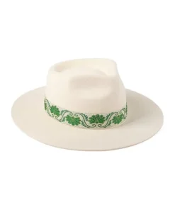 Lack of Color Accessories>Ivy Beverly Hat Green Vintage Trim Ivory