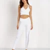 Lanston Bottoms>Sport Grayson Mesh Pannel Pocket Legging White