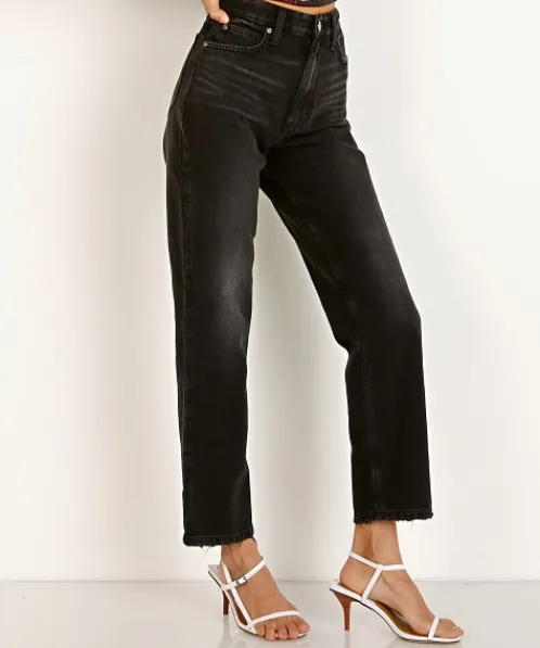 Lee Pants>Vintage Modern High Rise Straight Ankle Jean Washed Black