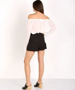 Line & Dot Tops>Line & Dot Amelie Peasant Blouse White