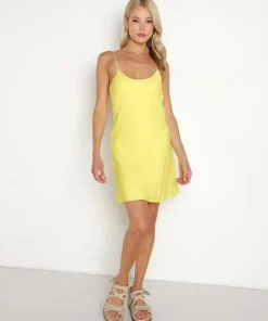 Line & Dot Dresses>Line & Dot Brooke Mini Dress Lemon