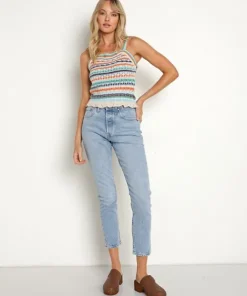 Line & Dot Tops>Line & Dot Jenn Crochet Tank Muliti