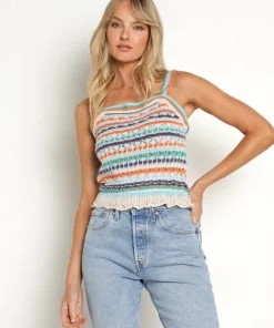 Line & Dot Tops>Line & Dot Jenn Crochet Tank Muliti
