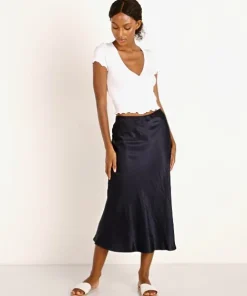 LNA Clothing Skirts>Bias Skirt Navy