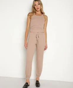 LNA Clothing Pants>Core Ribbed Jogger Nude