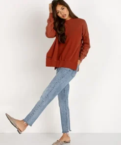 LNA Clothing Knits>Hudson Sweatshirt Rust
