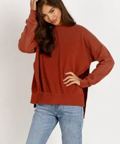 LNA Clothing Knits>Hudson Sweatshirt Rust