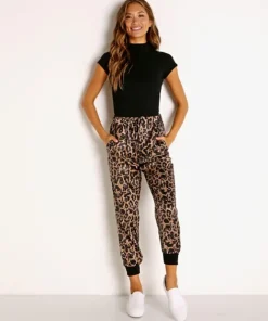 LNA Clothing Pants>Leopard Drawstring Pant
