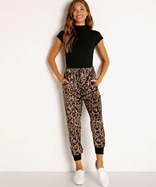 LNA Clothing Pants>Leopard Drawstring Pant