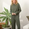 LNA Clothing Knits>Raven Waffle Hoodie Army Green