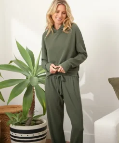 LNA Clothing Knits>Raven Waffle Hoodie Army Green