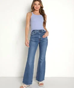 LNA Clothing Tops>Ribbed Skinny Tank Heather Iris