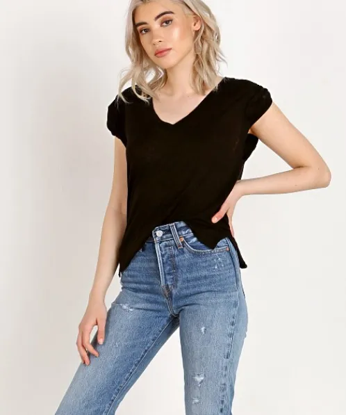 LNA Clothing Tops>Verso Rolled Sleeveless Black
