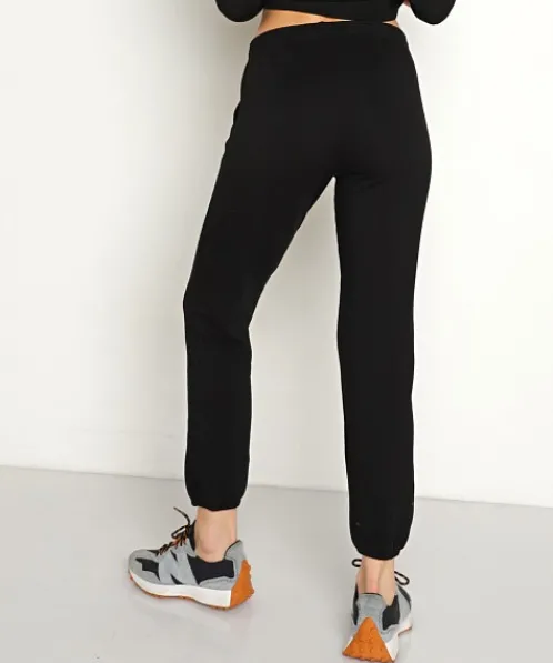 Monrow Pants>Boyfriend Sweat Black