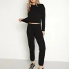 Monrow Knits>Fleece Girlfriend Pull Over Hoodie Black