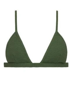 Montce Bikinis>Hunter Triangle Bikini Top Olive Scrunch