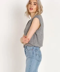 n: PHILANTHROPY Tops>Serge-Pocket Tank Heather Grey