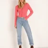 NAADAM Knits | Tops>Cashmere Deep V Ribbed Cardi Taffy Pink