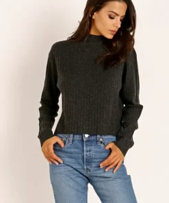 NAADAM Knits | Tops>Cashmere Ribbed Turtleneck Smoke