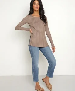 Nation LTD Tops>Akiko High Split Tunic Sahara