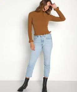 Nation LTD Tops>Emmy Smocked Turtle Neck Cococa