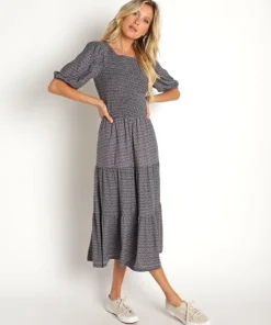 Nation LTD Dresses>Florence Smocked Peasant Dress Seurat Surt