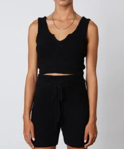 Nia Shorts | Pants>The Brand Mid Length Sweater Short Black